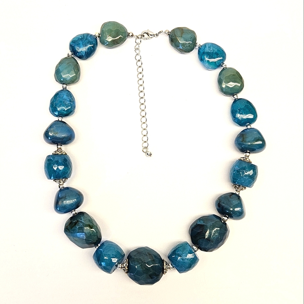 FREE with Bundle Purchase Chunky Blue Green Bead Necklace